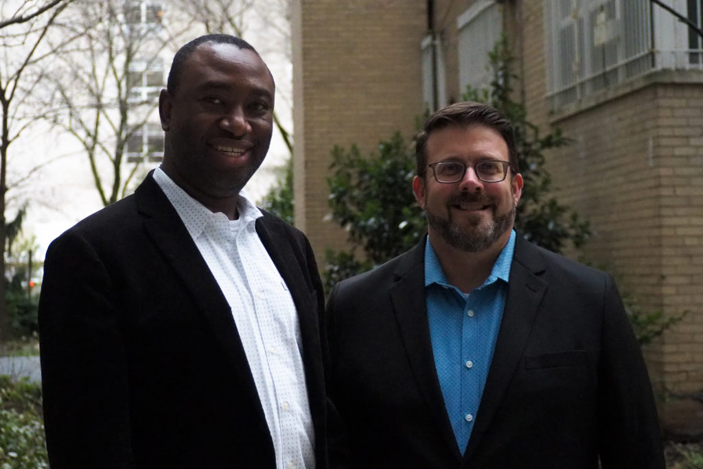 Associate professor Ekundayo Shittu, left, and Associate Dean of Undergraduate Studies Jason Zara, right.