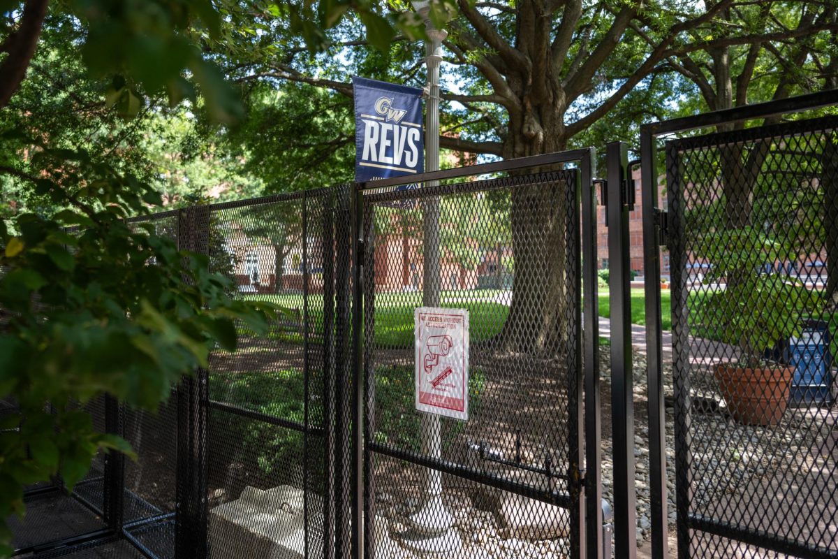 Fencing by University Yard still stands nearly a month later.
