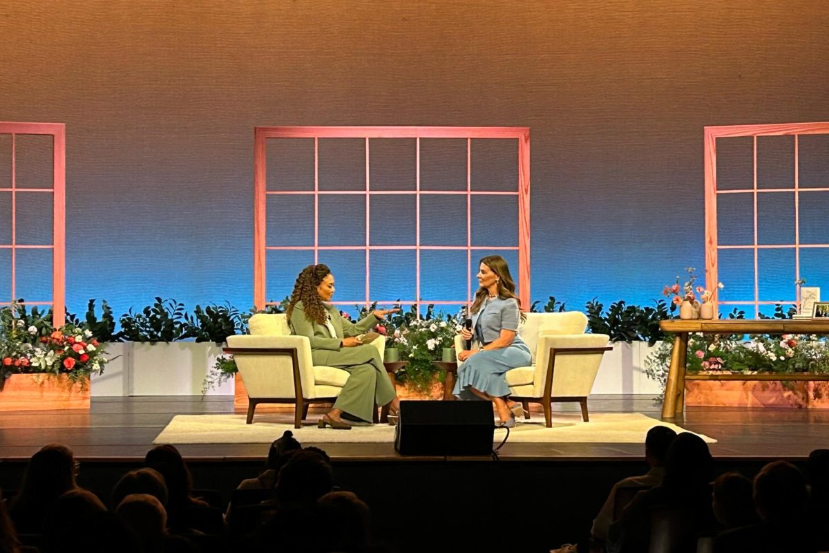 Philanthropist and women’s rights advocate Melinda French Gates and journalist Michele Norris talk at an event in Lisner Auditorium.