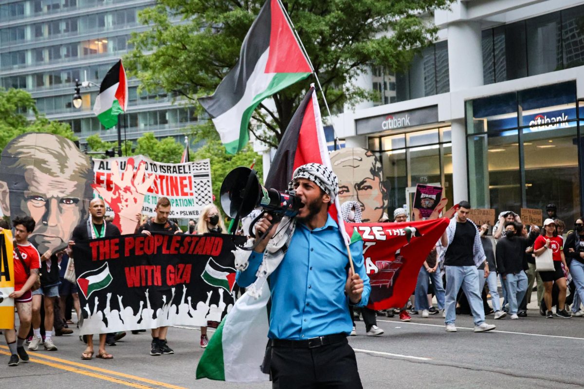 Pro-Palestinian protesters march from the State Department to the White House on Friday. 