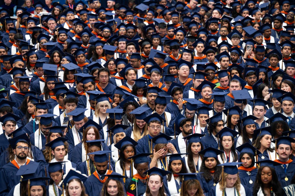 Graduates sit during the School of Engineering and Applied Science’s Commencement ceremony Friday.